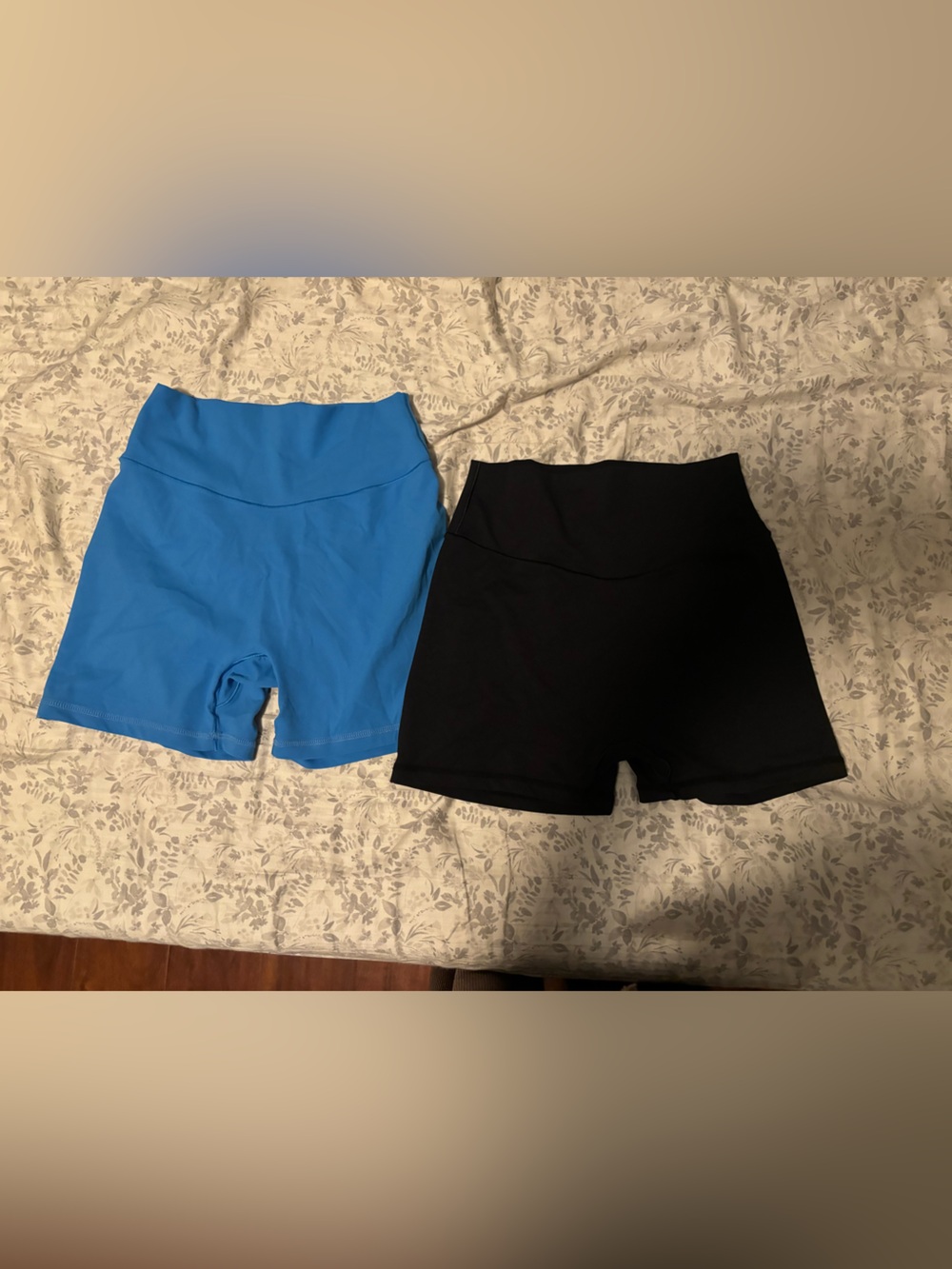 High-Rise Bike Shorts in Blue and Black